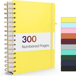Forvencer Lined Spiral Journal Notebook with 300 Numbered Pages, B5 College Ruled Thick Journals for Writing with 100GSM Paper, Hardcover Notebooks with Contents for Work, School, Women, Men, Black