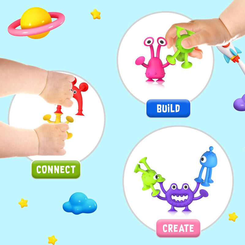 Baby Bath Toys: Suction Montessori Fidget Toys for Toddlers - Sensory Building Playset for Travel & Gifts