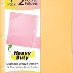 Sooez 6 Pack 2-Pocket Folders Heavy Duty, Plastic Folders with Pockets 3 Hole Punched, Pockets Folder for 3 Ring Binder with Writable Label, Letter Size, Pastels