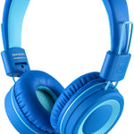 noot products K11 Kids Headphones Wired 3.5mm Jack Tangle-Free Skyline Blue | 5ft Long Cord, Foldable, Plug in On-Ear Headset for iPad, Amazon Kindle Fire, Boys, Girls, School, Laptop Travel Plane Tablet