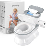 CheerTry Toddler Potty Training Toilet, Larger Potty Chair, Detachable Seat | Suitable for Boys & Girls Ages 1-3, with Flushing Sound, Wipes Storage, Toilet Lid & Toilet Paper Holder - Grey