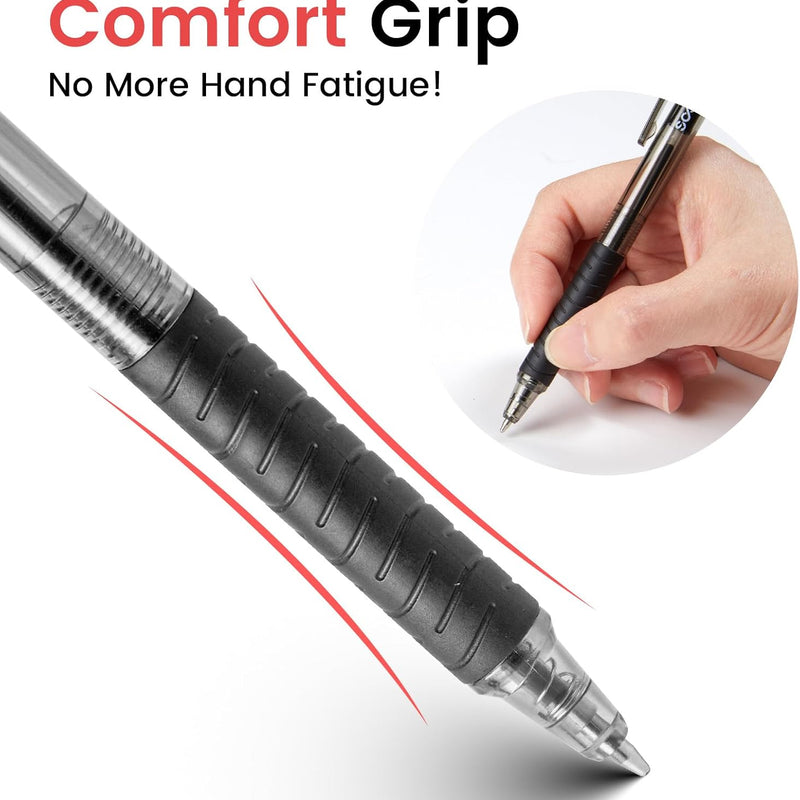Sooez 40 Pack Bulk Pens Ballpoint, Smooth Writing Pens with Soft Grip, Retractable Black Ink Pens, Medium Point 1.0mm Pen for Journaling, Ballpoint Pen Office Supplies for Nurse, Server, Note Taking