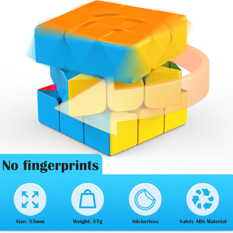 3x3 Stickerless Speed Cube with Stand and Tutorial for Kids STEM Learning Toy