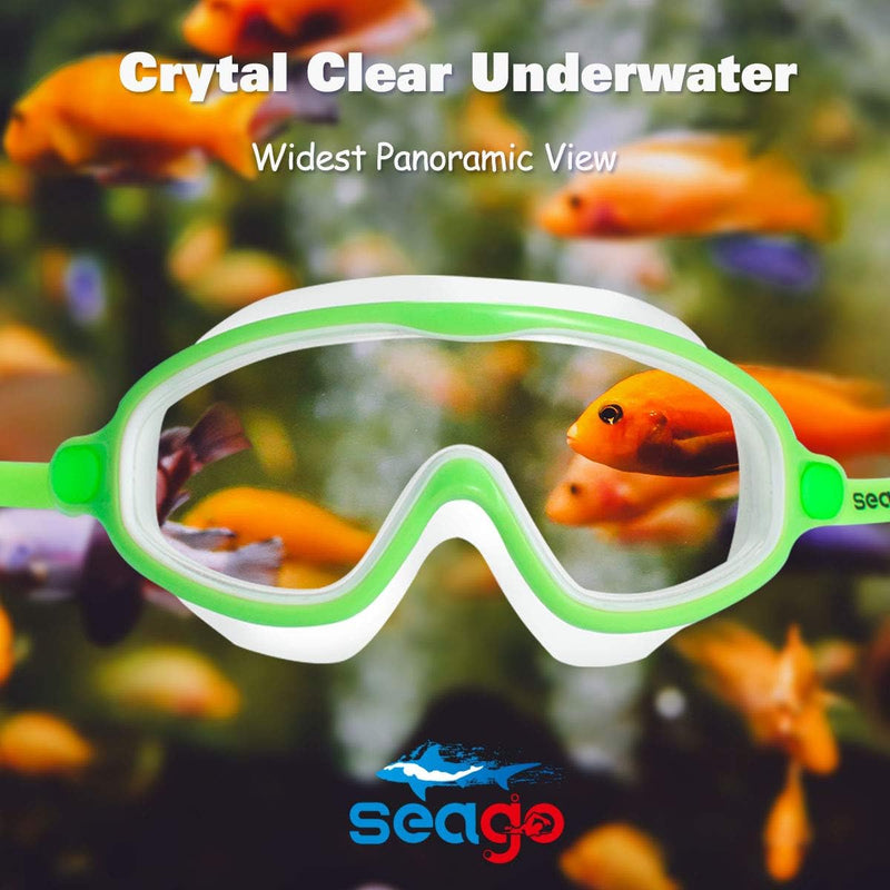Seago Swim Goggles 2 Pack Anti-Fog Anti-UV Wide View Swimming Goggles for Kids 3-14