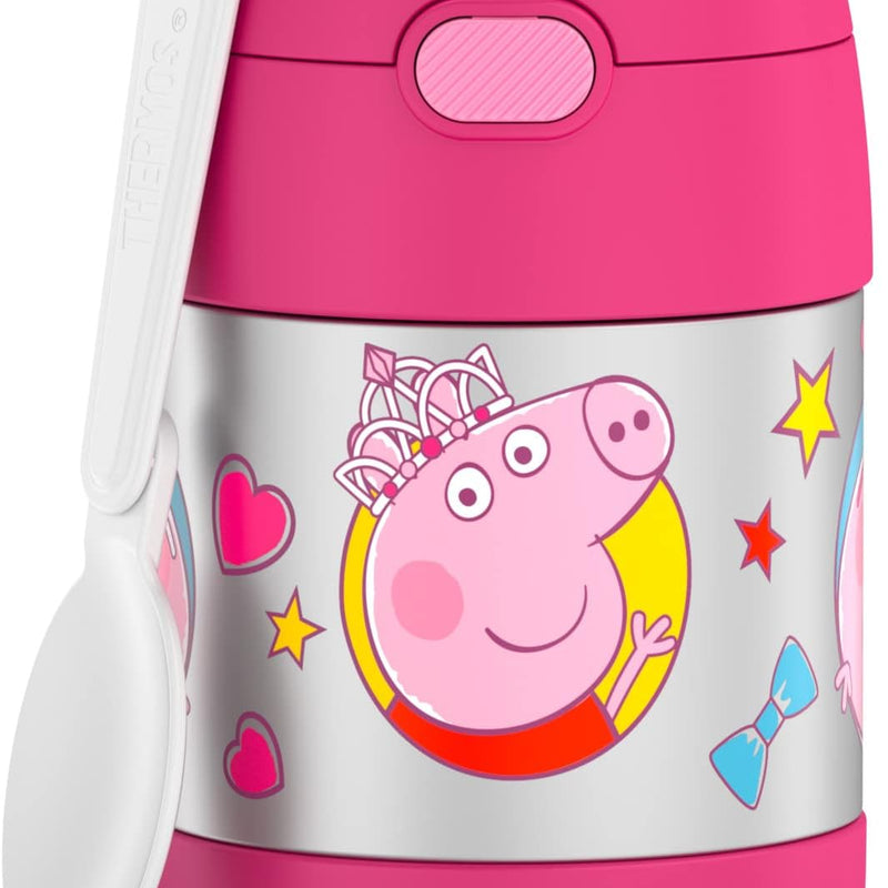 THERMOS FUNTAINER Insulated Food Jar, 10 Ounce, Kid Friendly Food Jar with Foldable Spoon, Purple
