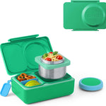 Omie OmieBox UP bento Box for Kids | Insulated Lunch Box | Leak Proof Vacuum Insulated Thermal Food jar | Cooler ice Pack | 2 Compartments (Graphite)