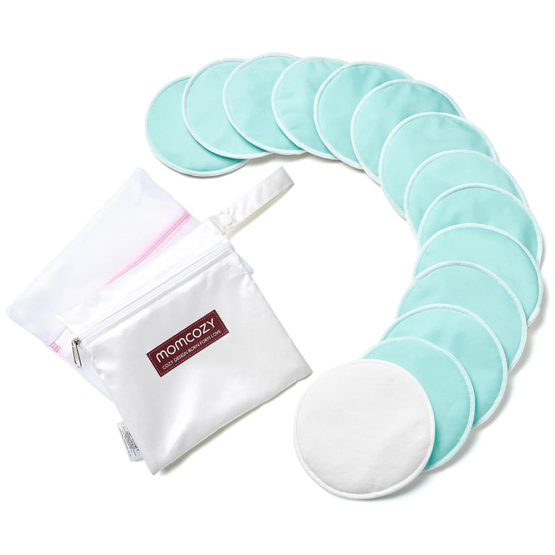 Momcozy Reusable Breast Pads, Breastfeeding Essentials, Thick 6PCS | Washable, Dry-wet Bag, Wash Bag, Portable for Travel, Super Absorbent, and Large Capacity