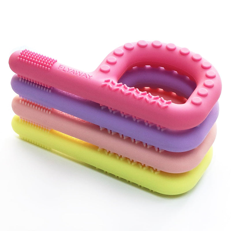 4-Pack Silicone Teething Toys for 3-6 and 6-12 Months Babies, Autism Chew Toys with Textured Surface