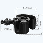 JOYTUTUS Wheelchair Cup Holder, 2-in-1 Walker Cup Holder with 6.4'' Large Storage Box, Drink Holder for Bottle with Handle, Fit for Wheelchair, Walker, Rollator, Stroller, Camper, Golf cart (Large)