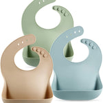 PandaEar Set of 3 Silicone Baby Bibs Waterproof, Soft, Unisex, 10-72 Months