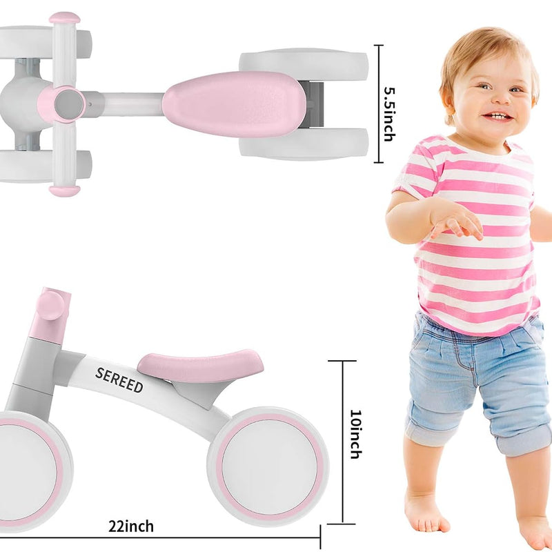 SEREED Baby Balance Bike for 1 Year Old Boy Girl, First Birthday Gift Toy | 12-24 Months Toddler Bike, First Learning Ride on Toys, 4 Silent Wheels Indoor Outdoor Baby Walker