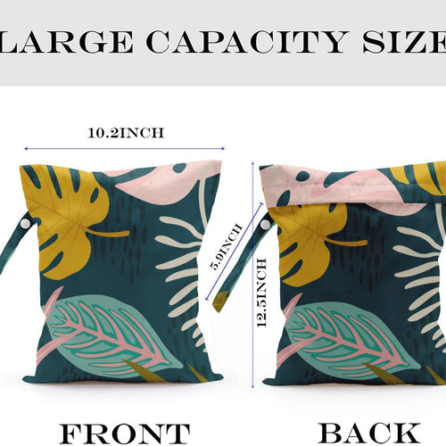 Wet Bag, Wet Dry Bag, Wet Bag for Swimsuit, Travel, Beach, Pool, Diapers, Dirty Yoga Gym Clothes, Makeup Bag, Waterproof Tropical Palm Leaves Decor Jungle Palm Leaf Favors