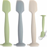 Baby Diaper Cream Spatula 3 Pack Diaper Spatulas Soft Silicone Diaper Cream Applicator Baby Butt Paste Spatula Brush with Suction Base,Full Size(Gray+Off-white+Green