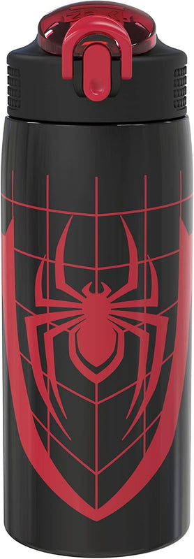 Zak Designs Minecraft Water Bottle for Travel and At Home, 19 oz Vacuum Insulated Stainless Steel with Locking Spout Cover, Built-In Carrying Loop, Leak-Proof Design (Creeper)
