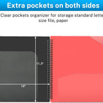 HABGP 12 Pocket Plastic folders with Pockets, 6 Colors Multi Pocket Folder Binder with Dividers, Office Organizer Folder Letter Size School Supplies