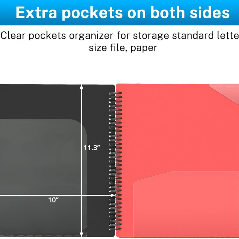 HABGP 12 Pocket Plastic folders with Pockets, 6 Colors Multi Pocket Folder Binder with Dividers, Office Organizer Folder Letter Size School Supplies