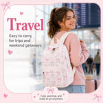 LOIDOU Backpack for Girls School Backpacks Bookbags for Elementary Middle School Women Laptop Backpacks (Bow tie Beige, L-17)