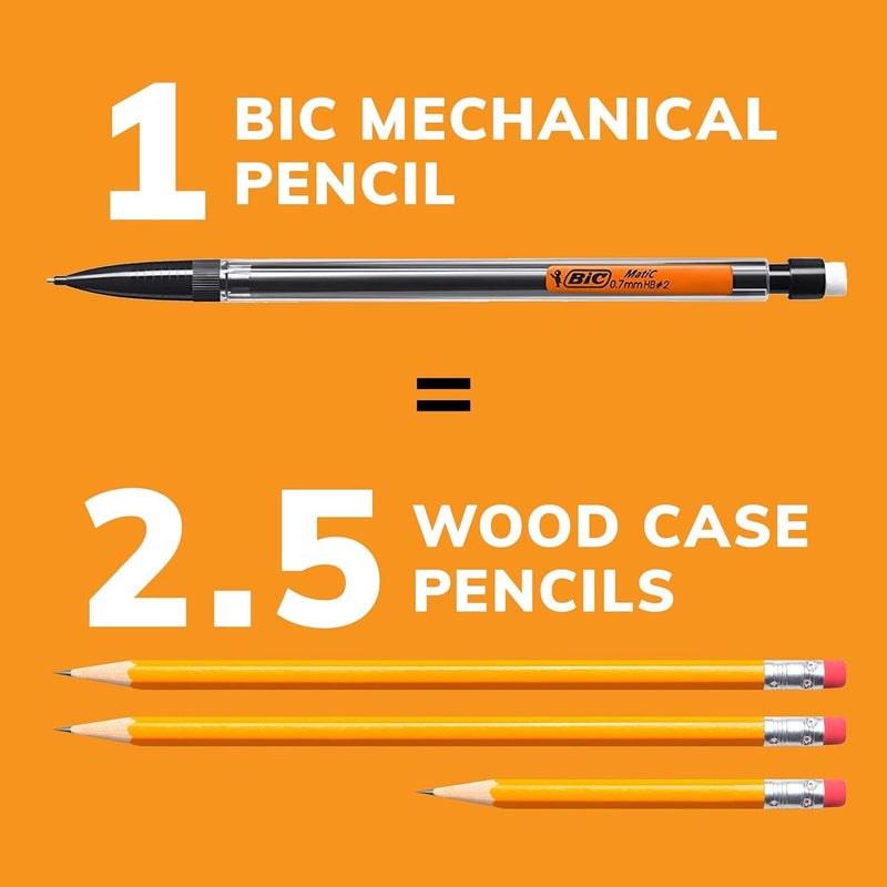 BIC Mechanical Pencils #2 Xtra Smooth, 0.7mm Medium Point, 80 Pack | Bulk Pack of Transparent Barrels with Colored Clips, Teacher Supplies and Classroom Essentials, 80-Count Pack