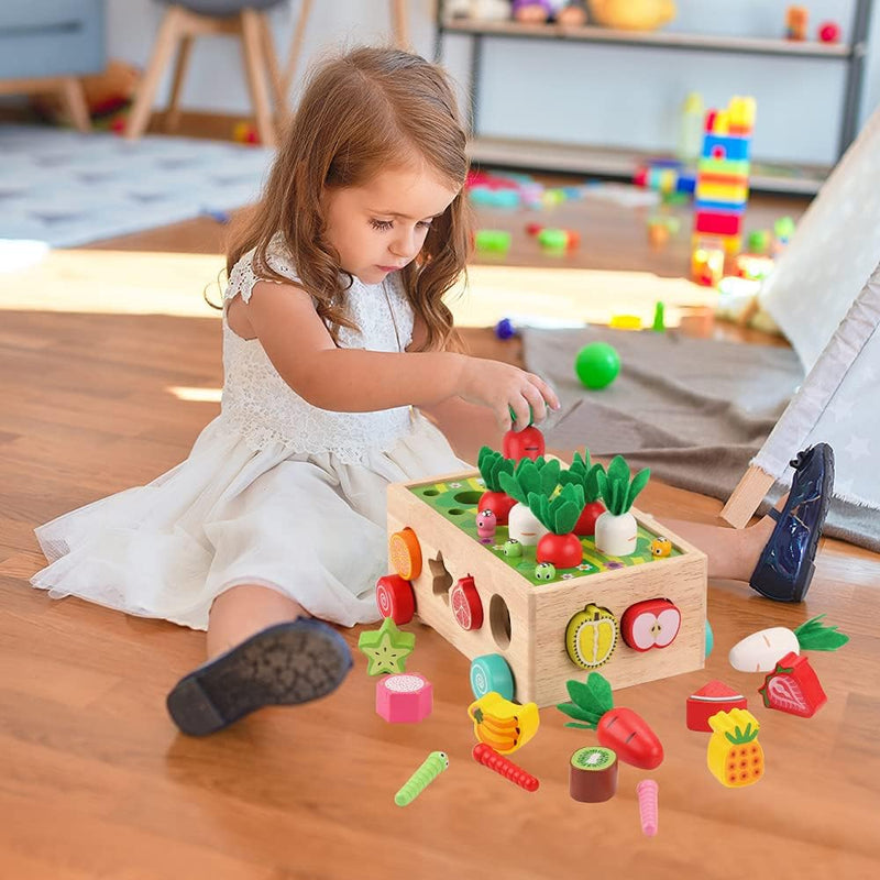Montessori Wooden Educational Toys: Shape Sorting, Fruit Recognition, and Fine Motor Skills for 1-3 Year Olds