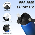 BJPKPK 18oz Insulated Water Bottle, Stainless Steel Bottle with Straw Lid | Soft Silicone Nozzle, Keep Cold & Hot, Leak-Proof BPA-Free Metal Bottle with Flex Handle for Travel, Gym & Everyday Hydration
