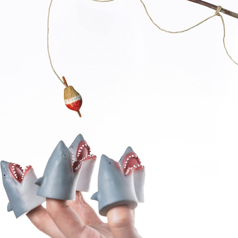 AQKILO 5-Piece Shark Finger Puppet Set, Premium PVC Ocean Animal Theater Props, Eco-Friendly Novelty Toys for Kids and Adults, Ideal Gifts and Party Favors.