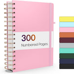 Forvencer Lined Spiral Journal Notebook with 300 Numbered Pages, B5 College Ruled Thick Journals for Writing with 100GSM Paper, Hardcover Notebooks with Contents for Work, School, Women, Men, Black