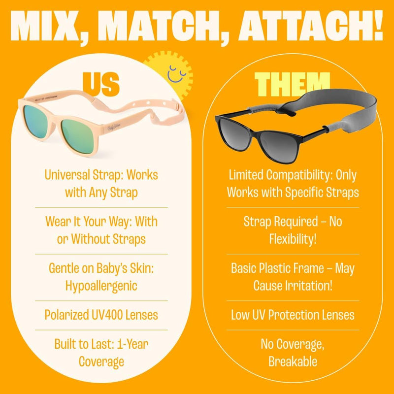 Polarized Baby Sunglasses With Strap - Unbreakable Flexible Infant Sunglasses For Toddlers Newborns 0-24 Months