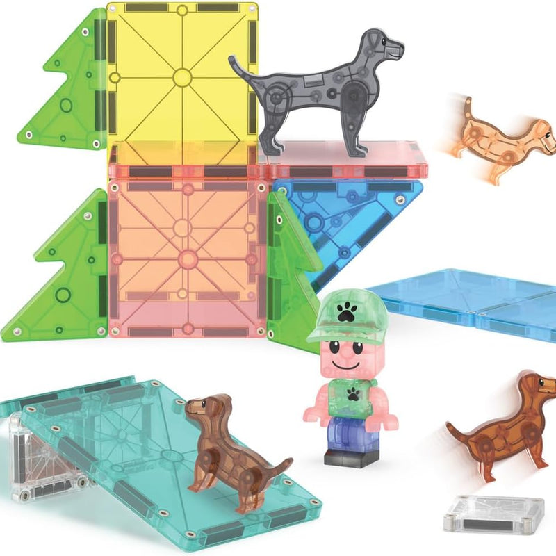 MAGNA-TILES Puppy Park 27-Piece Magnetic Construction Set, The Original Magnetic Building Brand