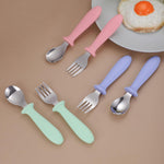 Toddler Utensils Set, 6-Piece Kids Fork and Spoon Set | 18/8 Stainless steel with plastic handles, rounded edges, toddler-size, dishwasher safe