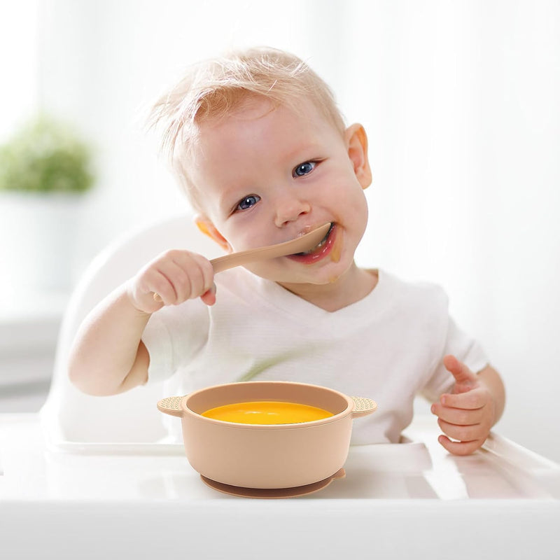 Eascrozn Baby Bowls with Suction, 3 Pack Baby Led Weaning Supplies | BPA Free, Soft Silicone Food Bowl for Babies Kids Toddlers, Microwave and Dishwasher Safe, Multicolor