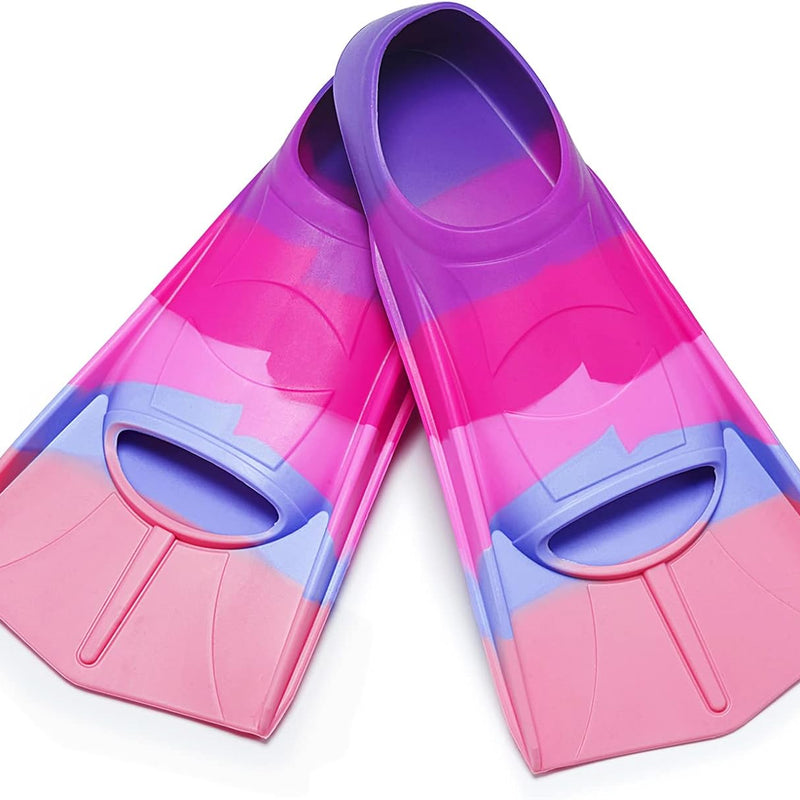 Kids Short Swim Fins, Lap Training Flippers for Pool Youth Beginners