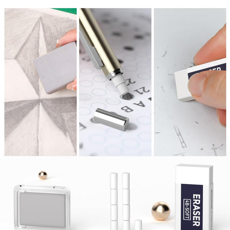 Nicpro 35PCS Art Mechanical Pencil Set, 3 PCS Metal Drafting Pencil 0.5 mm & 0.7 mm & 0.9 mm & 3 PCS 2mm Lead Holder (6B 4B 2B HB 2H 4H Colors) For Sketching Drawing With 20 Tube Lead Refills Case
