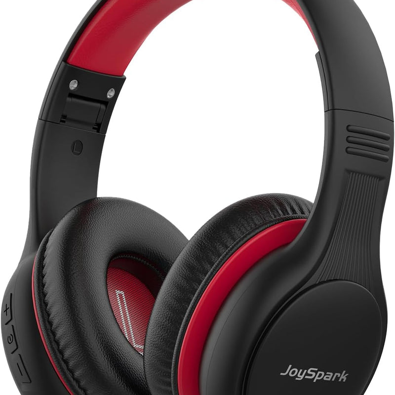 JoySpark Kids Bluetooth Headphones, 60 Hours Playtime, Bluetooth 5.4 Kids Headphones Wireless, Type-C Fast Charging, 85/94dB Volume Limited, Foldable Toddler Wireless Headsets with Mic-Black Red