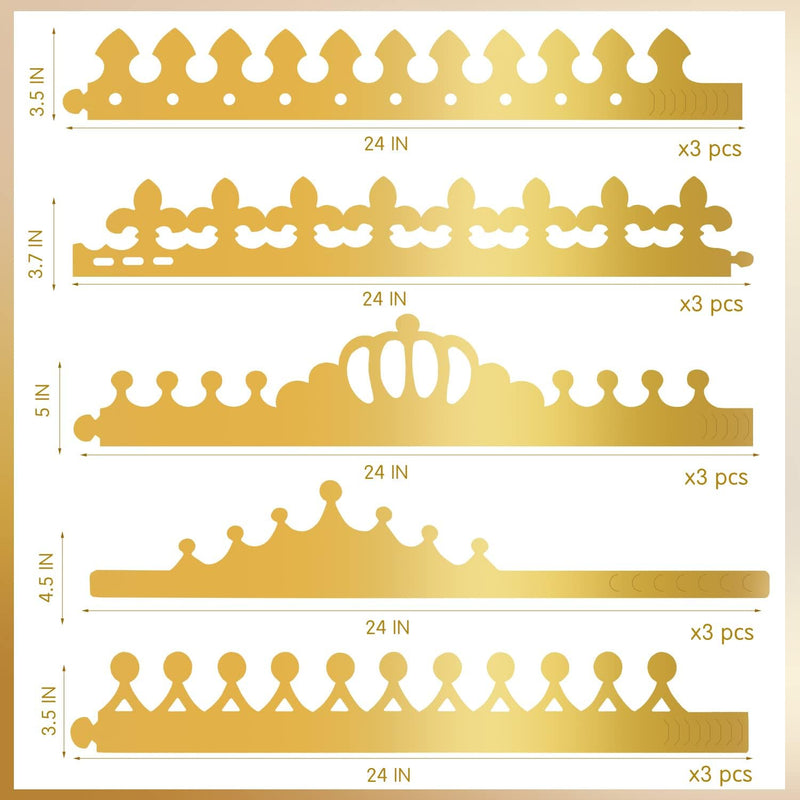 Gold paper crown, DIY birthday king crown craft for decorating, paper prince princess crown hats for school classroom