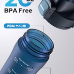 Opard Zip 20oz Plastic Water Bottle Dishwasher Safe, Leakproof Flip-Top Lid, BPA Free Tritan, Wide Mouth Reusable Kids Water Bottle for School Hiking Commuting Outdoor Travel and Gym