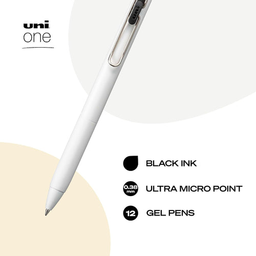 Uniball One Gel Pen 12 Pack; 0.38mm Ultra Micro Black Pens; Gel Ink Pens | Office Supplies Sold by Uniball are Pens; Ballpoint Pen; Colored Pens; Gel Pens; Fine Point; Smooth Writing Pens