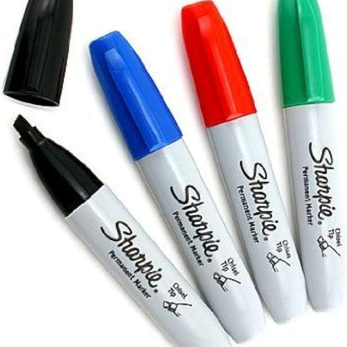 Sharpie Permanent Marker, Chisel Tip, Black, Blue, Red, Green, 1 of Each Color