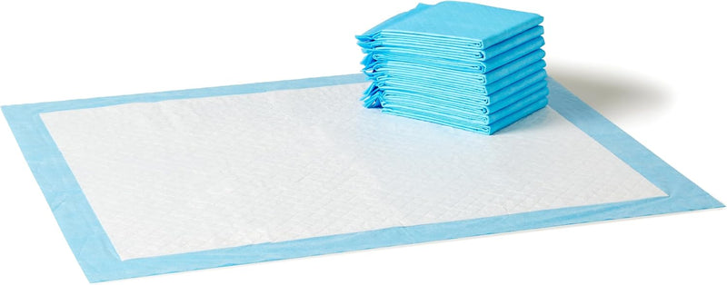 Amazon Basics Heavy Duty Dog and Puppy Pee Pads, Leak-Proof 5-Layer Super Absorbent, Quick-Dry Surface for Potty Training and Housebreaking, Giant Size, 27.5 x 44 Inch, Blue & White, 30-Pack