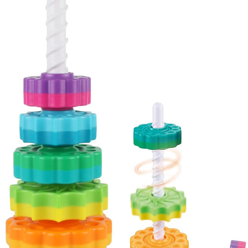 JUXUE Rainbow Ring Stacker Montessori Toys for Babies 6-12 Months, 1-3 Year Old Toddlers