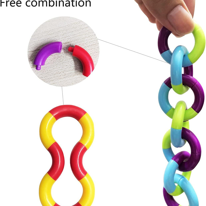 Sensory Fidget Toys - 6PCS Multicolor Twisty Fidget Toys for Adults, Boys, Girls for Relaxation, Anxiety Stress Relief, Decompression - Squeeze, Twist, Chain Spinner Alternative Gift