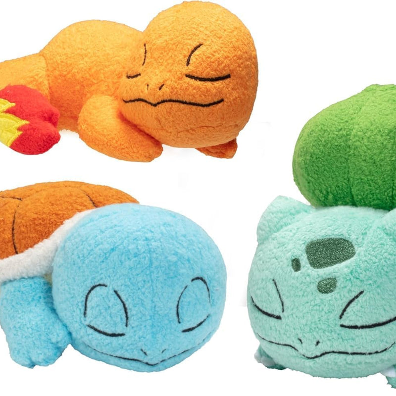 Pokémon 5" Sleeping Squirtle, Charmander, Bulbasaur Starter Plush 3-Pack - Officially Licensed - Authentic Soft Stuffed Animal Toy Figure Set - Easter Basket Stuffer Gift for Kids, Boys, Girls - 2+