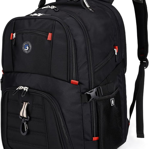 SHRRADOO Extra Large 50L Travel Laptop Backpack with combination lock, College Backpack Airline Approved Business Work Bag Fit 17 Inch Laptops for Men Women,Black