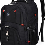 SHRRADOO Extra Large 50L Travel Laptop Backpack with combination lock, College Backpack Airline Approved Business Work Bag Fit 17 Inch Laptops for Men Women,Black