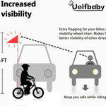 Uelfbaby Bike Safety Flag with Heavy Duty Fiberglass Pole and Adjustable Height