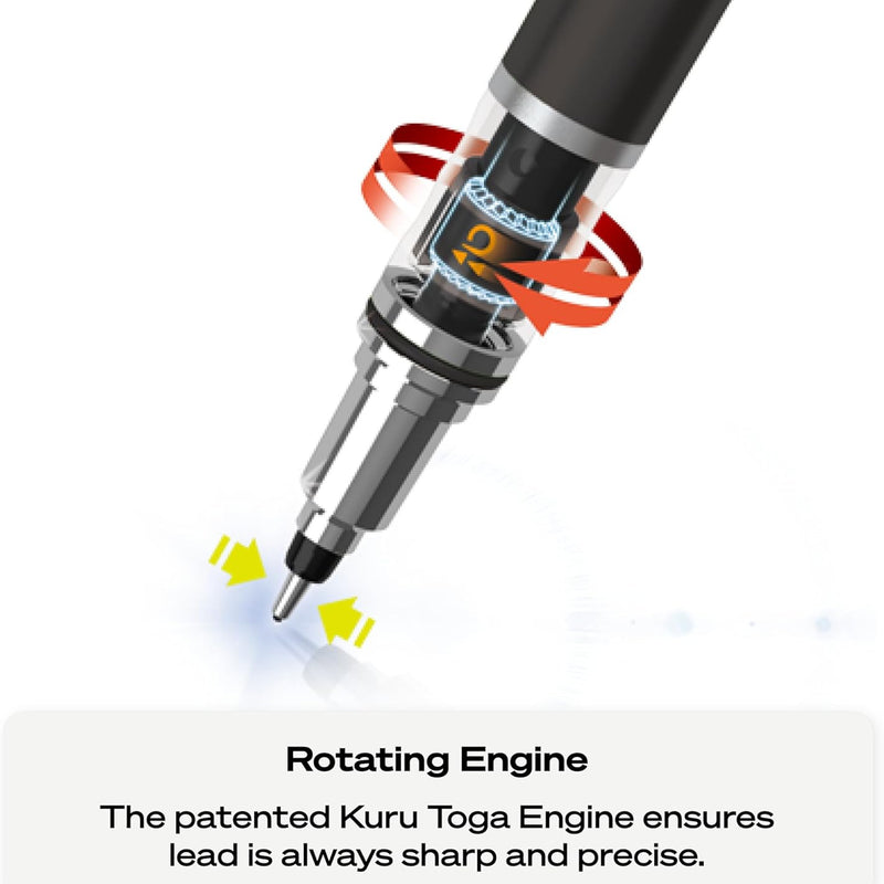 uniball Kuru Toga Elite Mechanical Pencil Starter Kit, 0.5mm, HB #2, Silver Barrel, 1 Pack