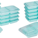 GoodCook 2-Compartment Food Storage Container Set with Snap-Shut Lids, Reusable Divided Snack Containers with Lids, Set of 10, Blue