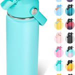 Fijinhom 18oz Insulated Stainless Steel Water Bottle, Wide Mouth Double Wall Vacuum, Silicone Straw, Sweat & Leak Proof, BPA Free Insulated Water Flask for Travel, Keep Cold 24h Hot 12h, Sky