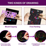 FUNNYB&G 100 Pcs Rainbow Scratch Paper Art for Kids Arts and Crafts Kit | Rainbow Scratch Paper Set Supplies School Activities Coloring Sheets Travel Toys for Party Games Christmas Birthday Gifts