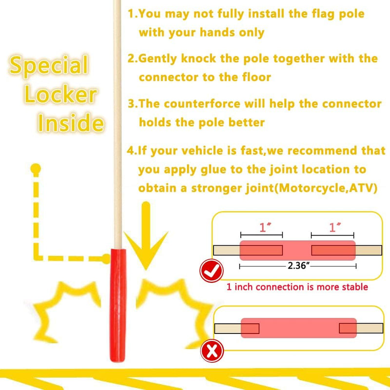 Uelfbaby Bike Safety Flag with Heavy Duty Fiberglass Pole and Adjustable Height