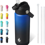 BJPKPK 18oz Insulated Water Bottle, Stainless Steel Bottle with Straw Lid | Soft Silicone Nozzle, Keep Cold & Hot, Leak-Proof BPA-Free Metal Bottle with Flex Handle for Travel, Gym & Everyday Hydration